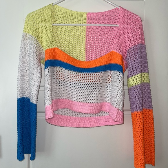 Amazon Tops - Amazon Multicolor Crochet Knit Top